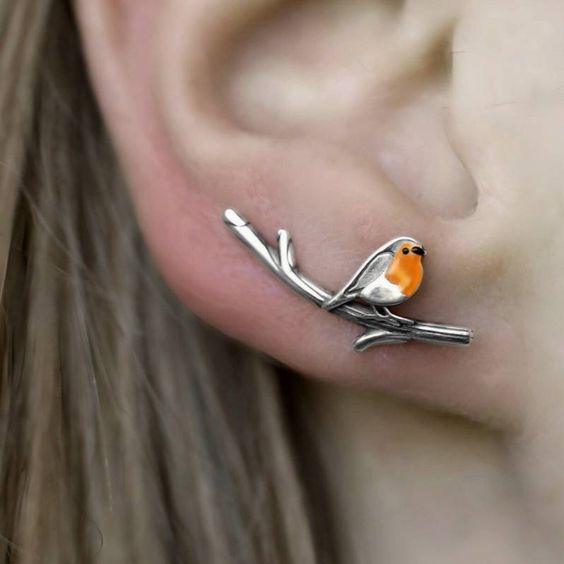 Aretes oiseaux vintage en Plata