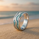 Regina - Anillo de Olas Turquesa en Plata 1