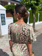 Higinia™ | Vestido Midi Estampado en Tonos Cobre 4