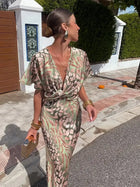 Higinia™ | Vestido Midi Estampado en Tonos Cobre 3