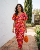 Carla™ | Vestido Midi Floral con Mangas Abullonadas 1