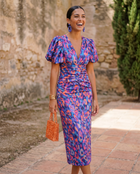 Carla™ | Vestido Midi Floral con Mangas Abullonadas 5