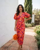 Carla™ | Vestido Midi Floral con Mangas Abullonadas 2