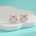 Aretes de gato con moissanita en oro rosa y plata de ley 925 1