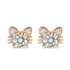 Aretes de gato con moissanita en oro rosa y plata de ley 925 4