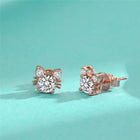 Aretes de gato con moissanita en oro rosa y plata de ley 925 3