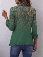 Jacinta | Chaqueta Cachemira Verde con Volantes 2