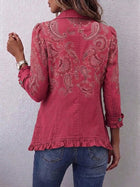 Adoración | Chaqueta Cachemira Rosa con Volantes 2