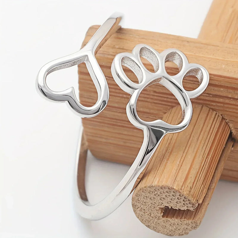 Anillo Huella y Corazón fabriquée à la main - Plata de ley 925 réglable