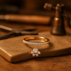 Anillo vintage Huella de Gato y pierre Corazón - Ton oro y Plata 1