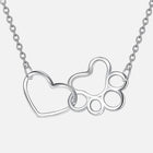 Collar Huella de Gato en Plata de ley - Colgante Corazón en Cristal 2