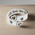 Anillo réglable Huella & Corazón torsadés - Acero inoxidable 1