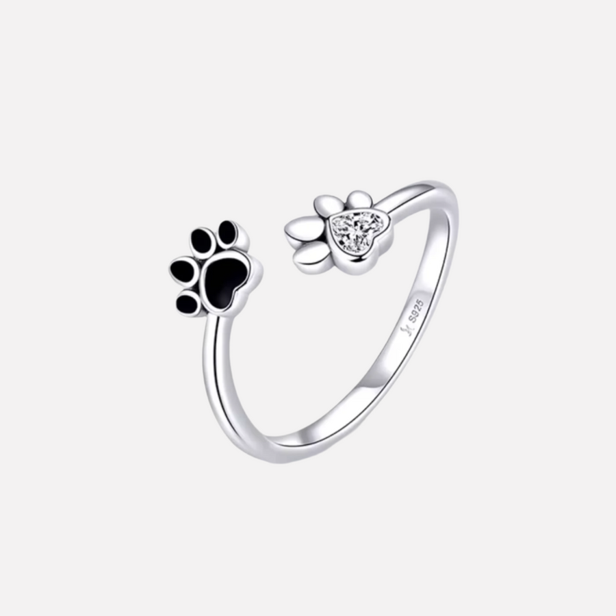 Anillo Huella en Plata de ley 925 - ajustable con Zirconia y Émail