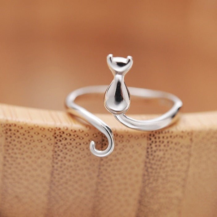 Anillo Adorable Gato en Acero inoxidable