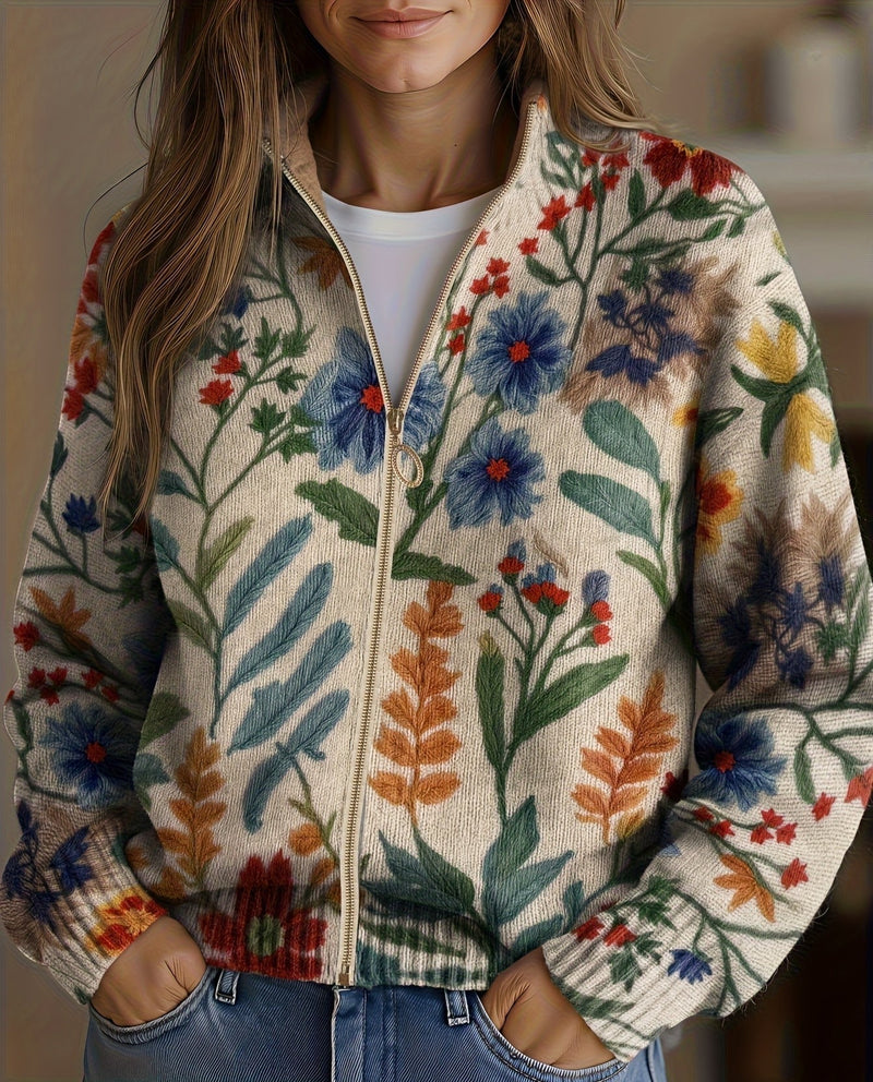 Tabitha™ | Cárdigan con Cierre y Estampado Floral de Jardín Botánico