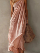 Adriana Vestido Maxi Asimétrico de Efecto Lino 1