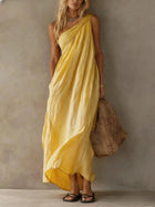 Adriana Vestido Maxi Asimétrico de Efecto Lino 3