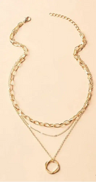 Trinidad - Collar Dorado Clásico de Capas con Colgante 3