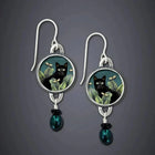 Aretes Colgantees vintage Gato Negro Tropical 1