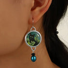 Aretes Colgantees vintage Gato Negro Tropical 2