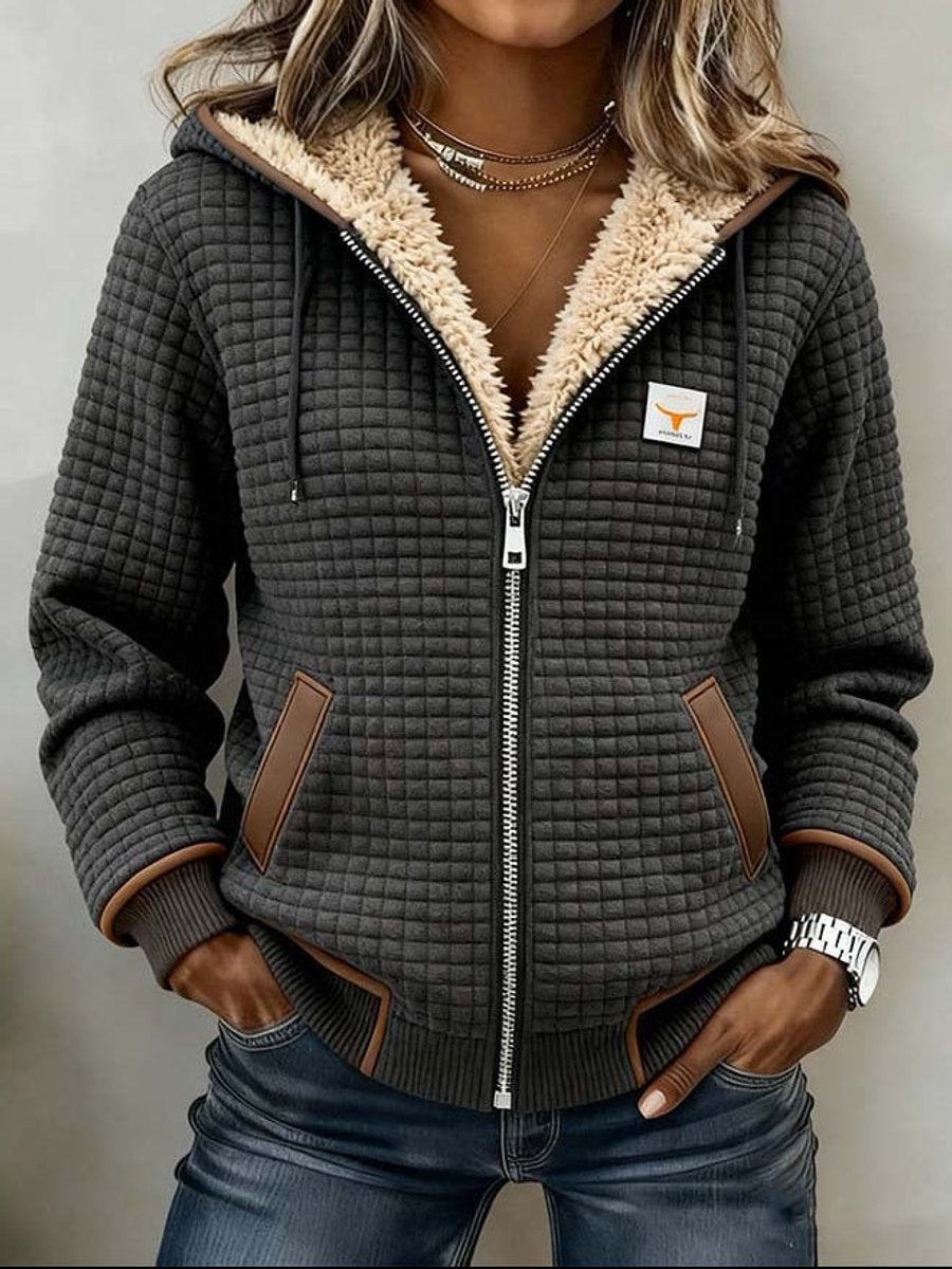 Fernanda | Chaqueta con Capucha Texturizada y Cierre