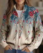 Zillah™ | Cárdigan con Estampado Degradado de Flores y Plumas de Pavo Real 1