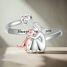 Anillo ajustable para perro en plata de ley 925 - Siempre en mi corazón con zirconia 1